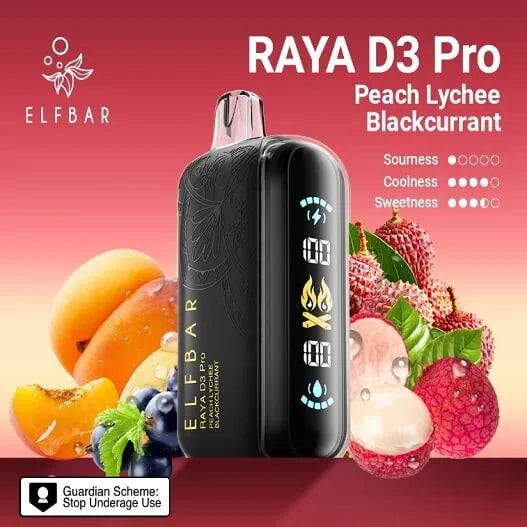 Elf Bar Raya D3 Pro 30 K – Peach Lychee Blackcurrant - Vape Shop Nagpur
